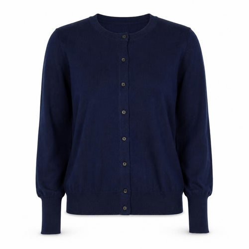 Marks & Spencer Women Navy UK 12 Round Neck Cotton Cardigan
