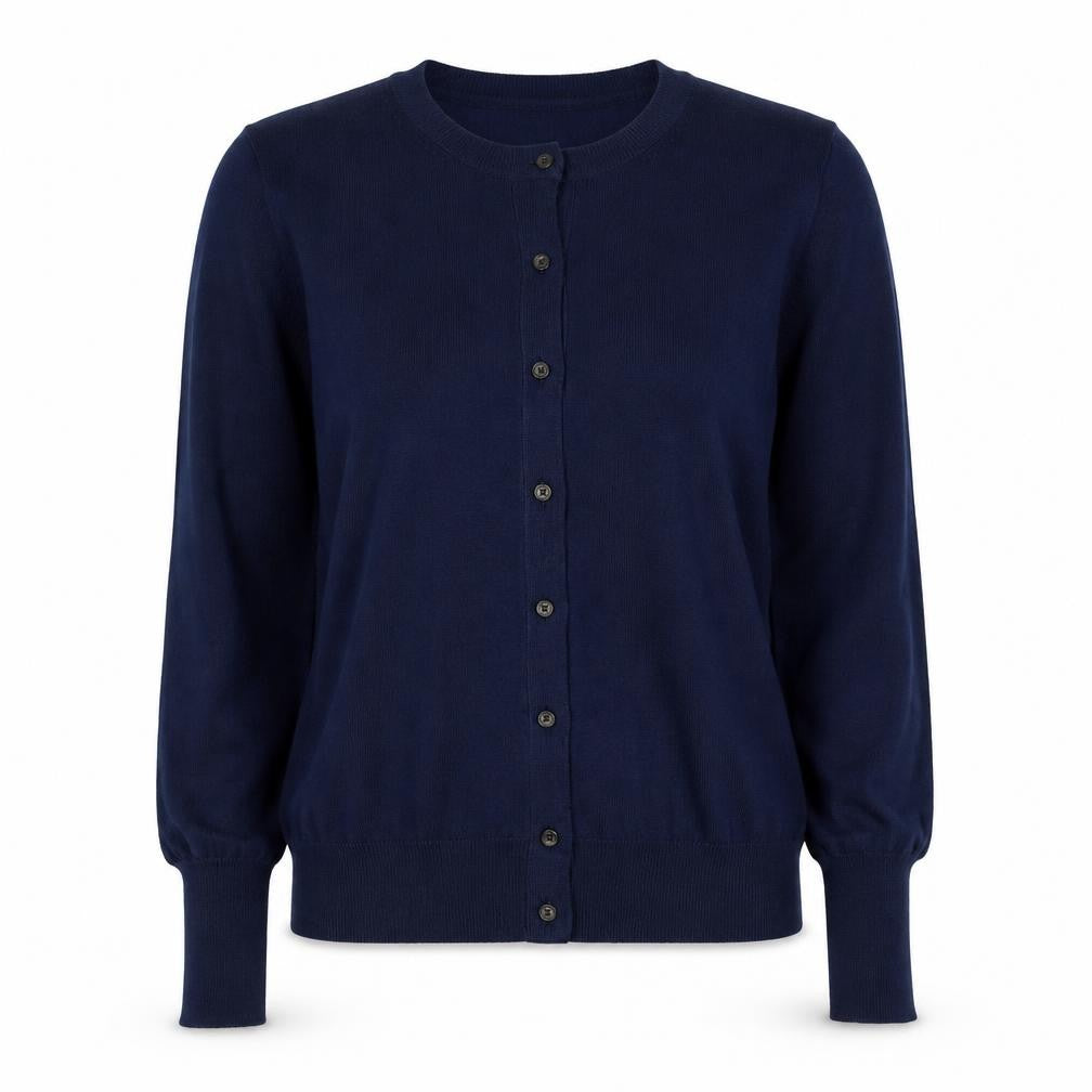 Marks & Spencer Women Navy UK 12 Round Neck Cotton Cardigan