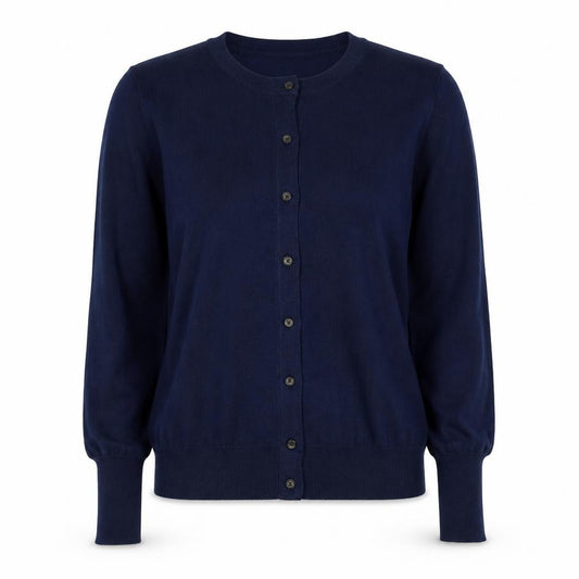 Marks & Spencer Women Navy UK 12 Round Neck Cotton Cardigan