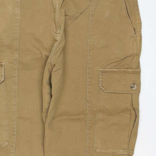Marks & Spencer Women Beige Cargo Trousers Size 18 Short Cotton Stretch