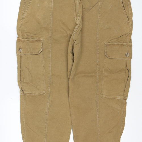 Marks & Spencer Women Beige Cargo Trousers Size 18 Short Cotton Stretch