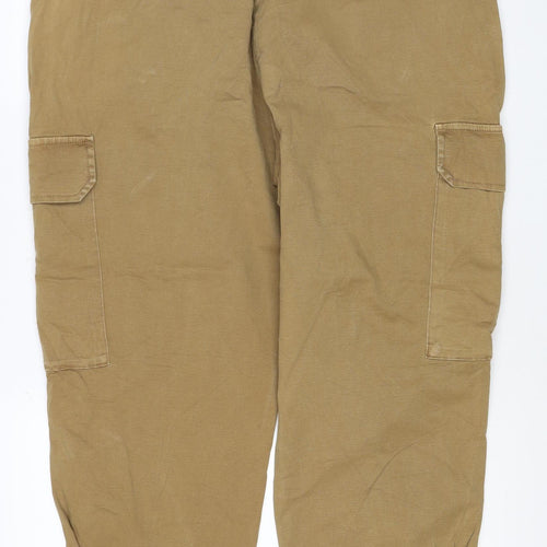 Marks & Spencer Women Beige Cargo Trousers Size 18 Short Cotton Stretch