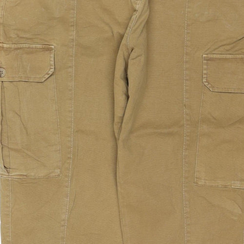 Marks & Spencer Women Beige Cargo Trousers Size 18 Short Cotton Stretch