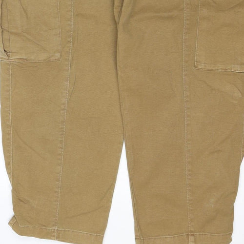 Marks & Spencer Women Beige Cargo Trousers Size 18 Short Cotton Stretch