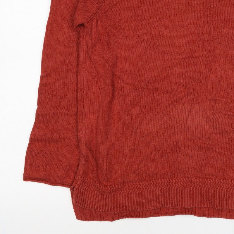 Seasalt Cornwall Women Red Size 14 Cotton Knit Round Neck Pocket Jumper