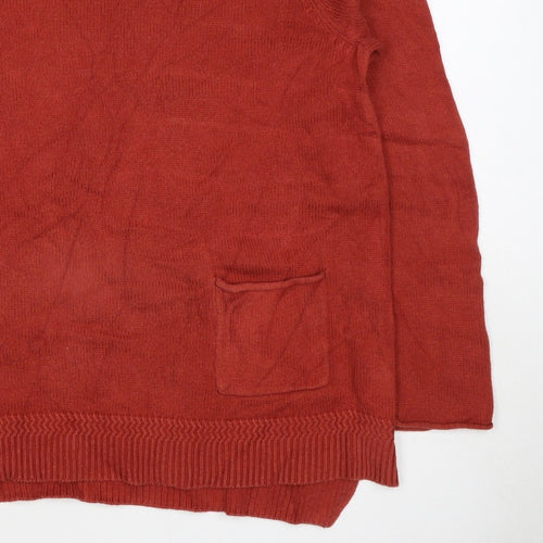 Seasalt Cornwall Women Red Size 14 Cotton Knit Round Neck Pocket Jumper