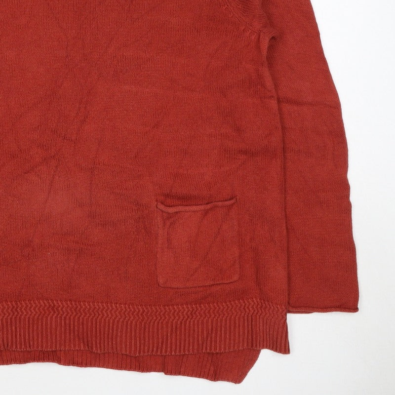 Seasalt Cornwall Women Red Size 14 Cotton Knit Round Neck Pocket Jumper