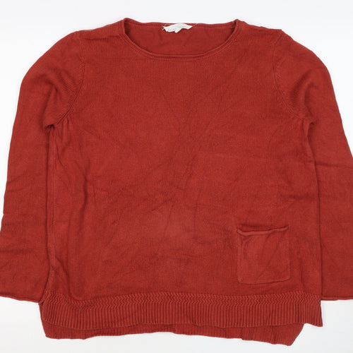 Seasalt Cornwall Women Red Size 14 Cotton Knit Round Neck Pocket Jumper