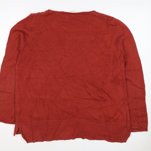 Seasalt Cornwall Women Red Size 14 Cotton Knit Round Neck Pocket Jumper
