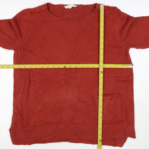 Seasalt Cornwall Women Red Size 14 Cotton Knit Round Neck Pocket Jumper