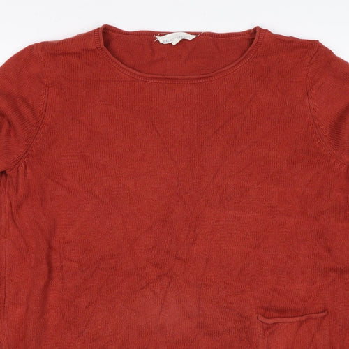 Seasalt Cornwall Women Red Size 14 Cotton Knit Round Neck Pocket Jumper