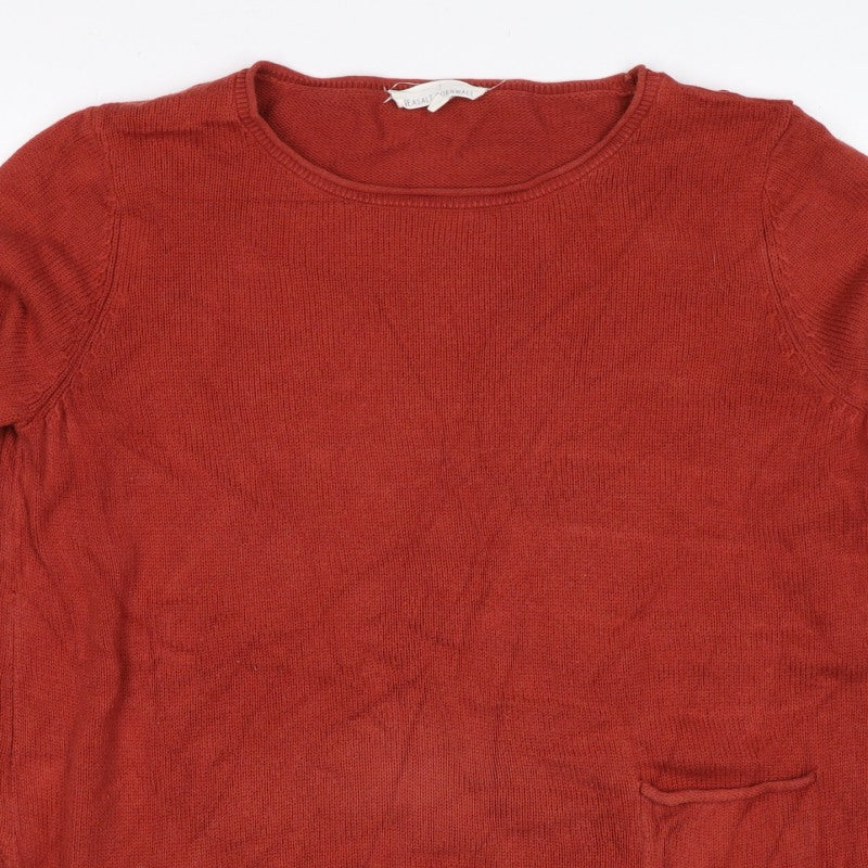 Seasalt Cornwall Women Red Size 14 Cotton Knit Round Neck Pocket Jumper