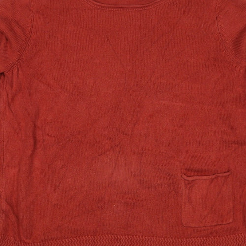 Seasalt Cornwall Women Red Size 14 Cotton Knit Round Neck Pocket Jumper