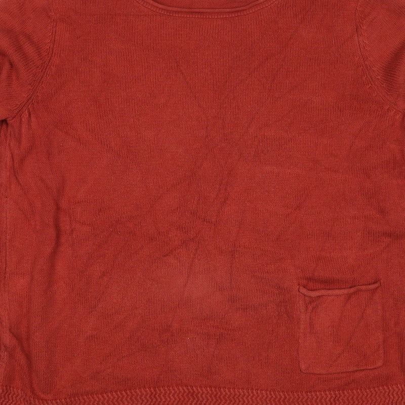 Seasalt Cornwall Women Red Size 14 Cotton Knit Round Neck Pocket Jumper