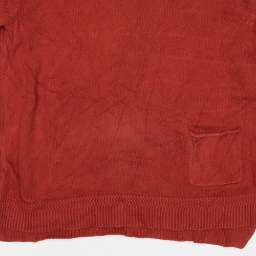 Seasalt Cornwall Women Red Size 14 Cotton Knit Round Neck Pocket Jumper