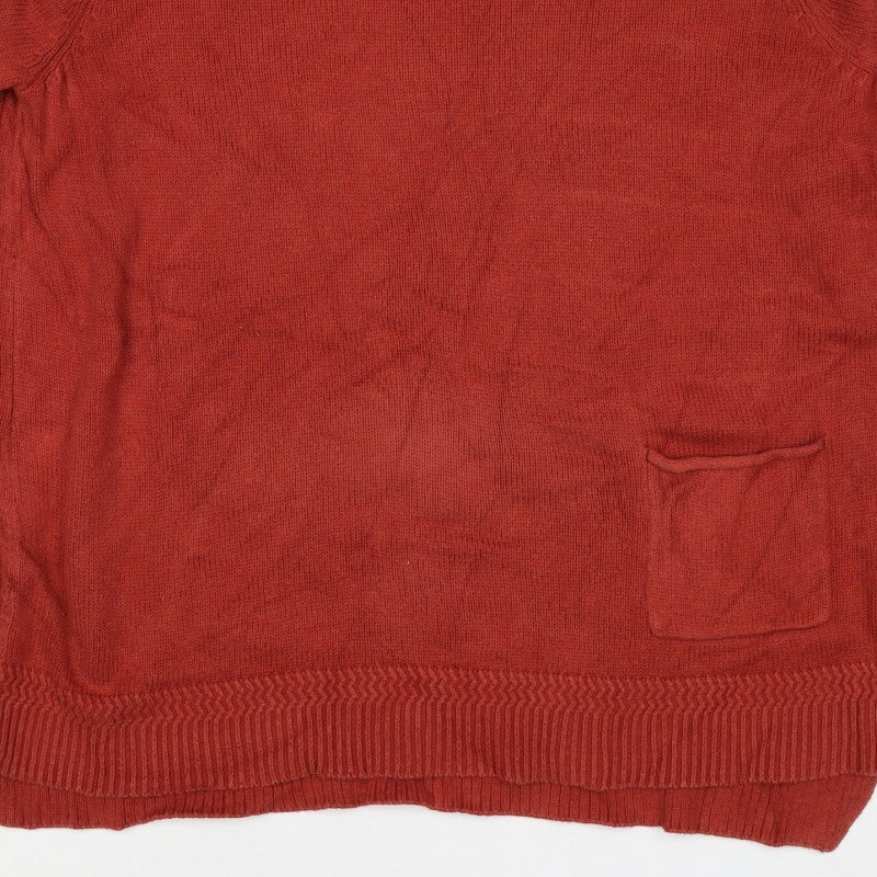 Seasalt Cornwall Women Red Size 14 Cotton Knit Round Neck Pocket Jumper