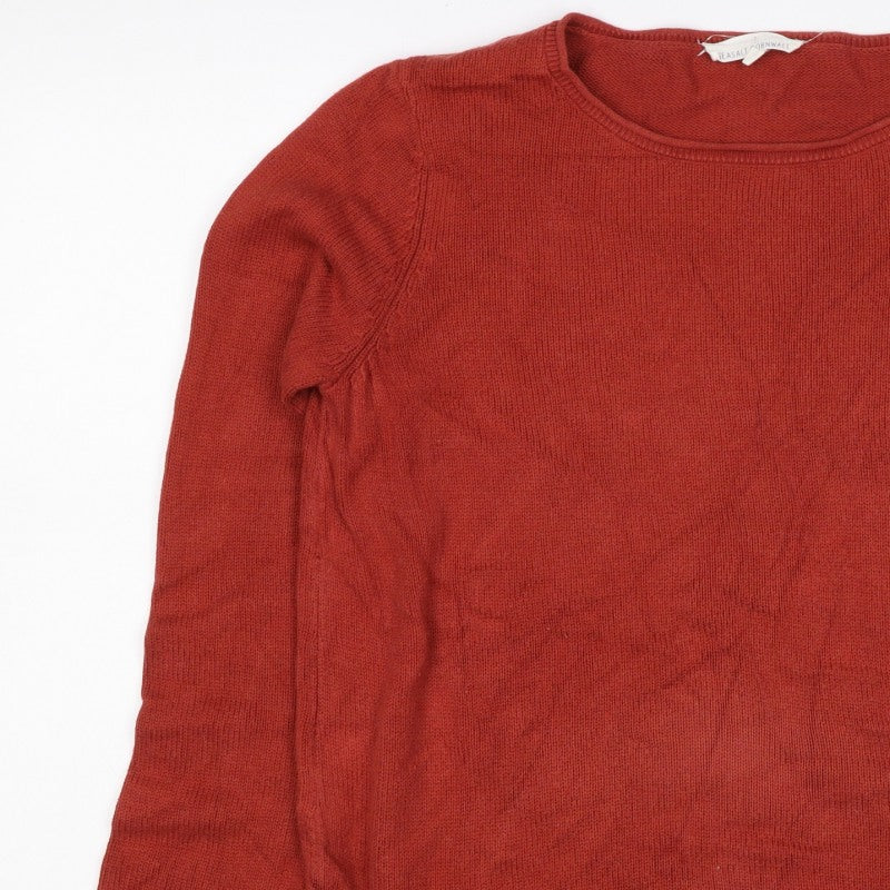 Seasalt Cornwall Women Red Size 14 Cotton Knit Round Neck Pocket Jumper