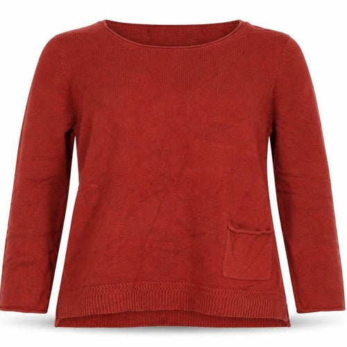 Seasalt Cornwall Women Red Size 14 Cotton Knit Round Neck Pocket Jumper