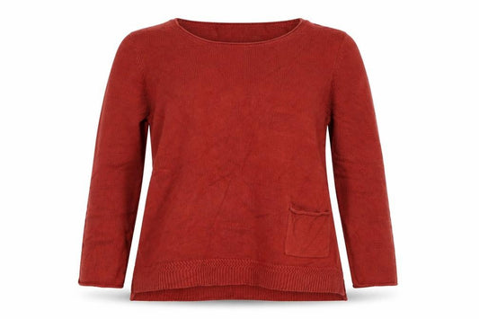 Seasalt Cornwall Women Red Size 14 Cotton Knit Round Neck Pocket Jumper
