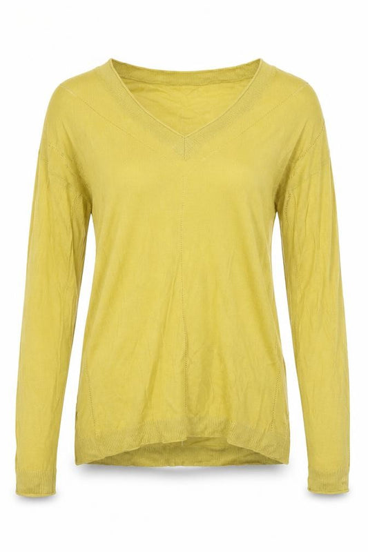 Next Women Yellow UK 8 V-Neck Lightweight Viscose Knit Jumper