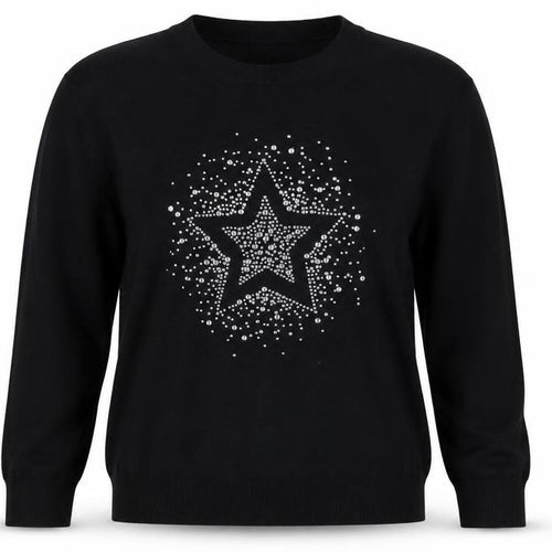 Marks and Spencer Women Black S Star Rhinestone Crew Neck Knit Jumper