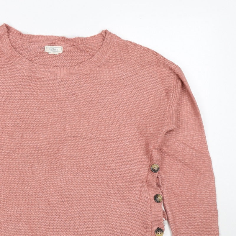 Fat Face Women’s Pink UK 10 Button Side Knit Pullover Jumper