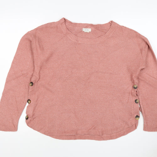 Fat Face Women’s Pink UK 10 Button Side Knit Pullover Jumper