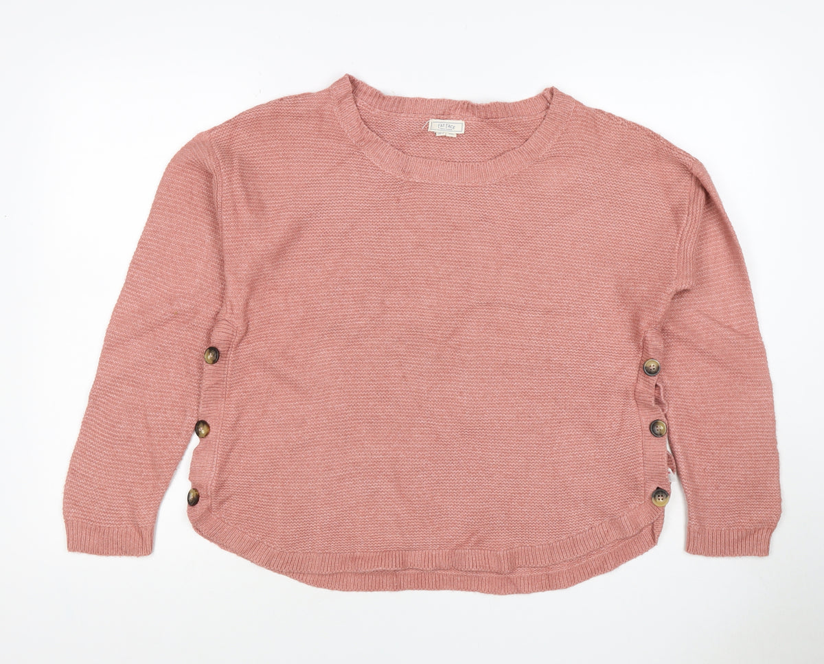 Fat Face Women’s Pink UK 10 Button Side Knit Pullover Jumper