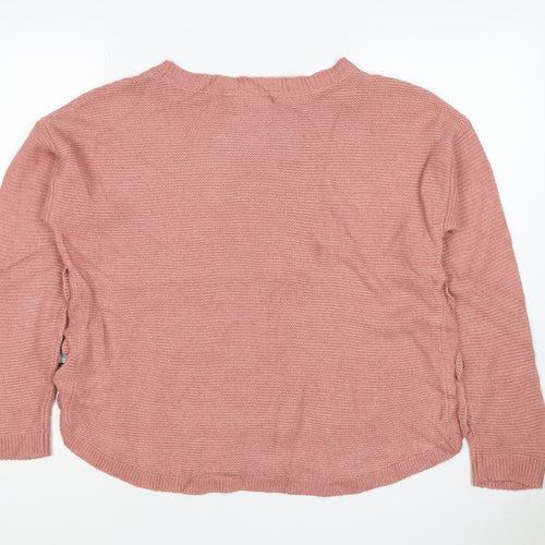 Fat Face Women’s Pink UK 10 Button Side Knit Pullover Jumper
