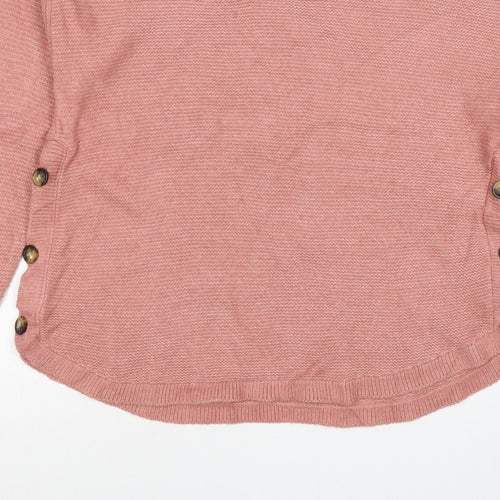 Fat Face Women’s Pink UK 10 Button Side Knit Pullover Jumper