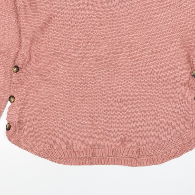 Fat Face Women’s Pink UK 10 Button Side Knit Pullover Jumper