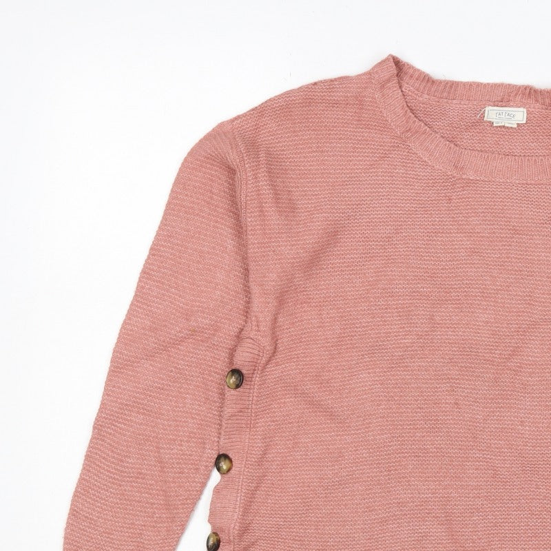 Fat Face Women’s Pink UK 10 Button Side Knit Pullover Jumper