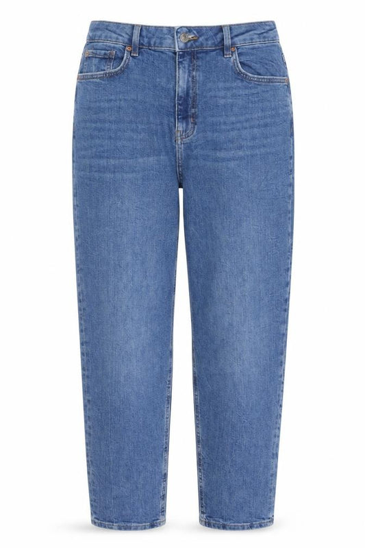 M&S Women Blue Size 16 Regular High Rise Mom Ankle Grazer Jeans