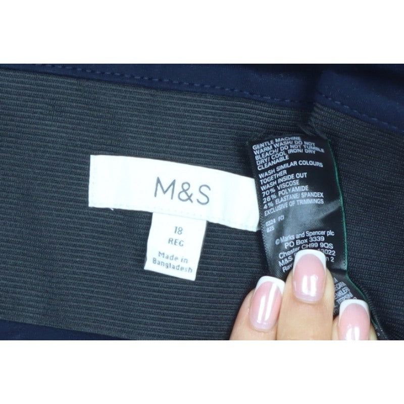 Marks & Spencer Women’s Blue Size 18 Regular Stretch Trousers 31in