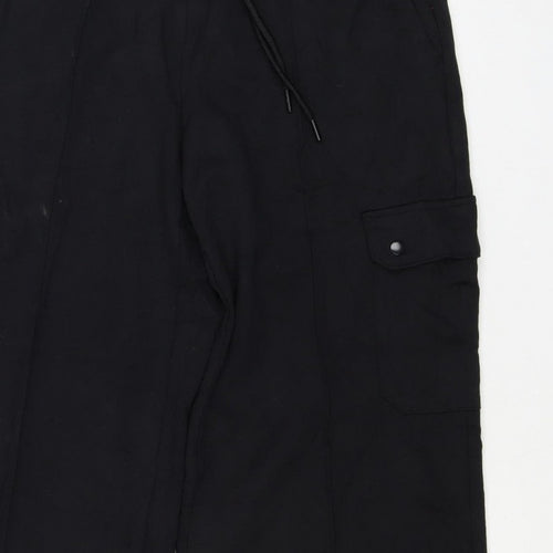 Marks and Spencer Women Black Size 12 Regular Cargo Trousers Drawstring