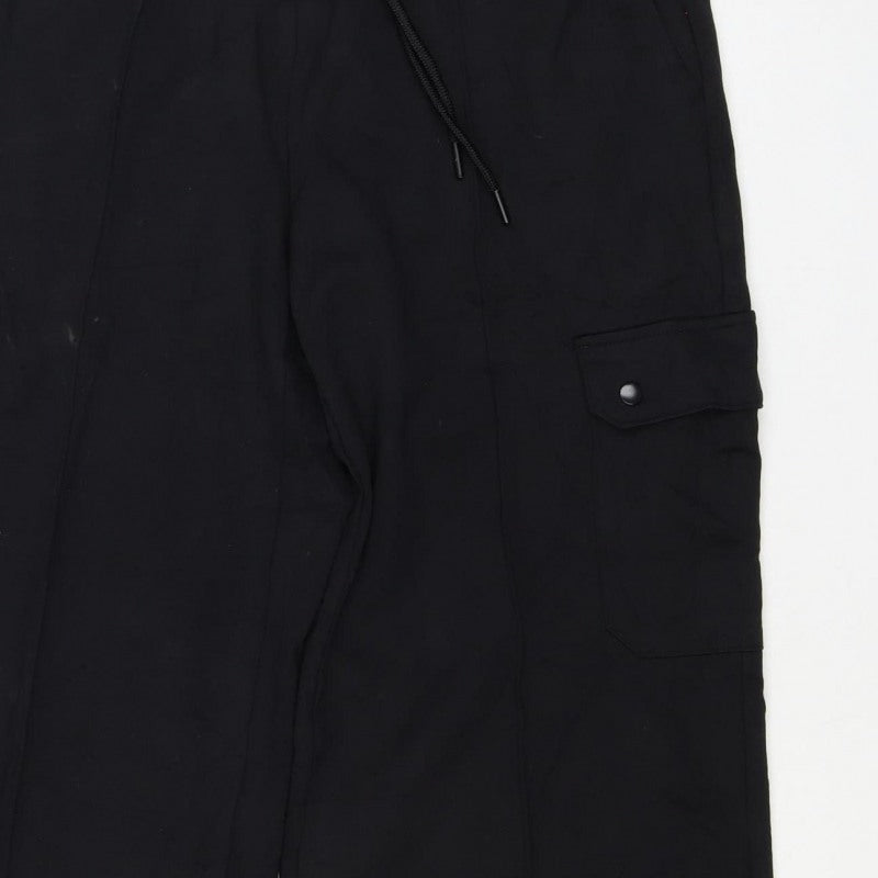 Marks and Spencer Women Black Size 12 Regular Cargo Trousers Drawstring