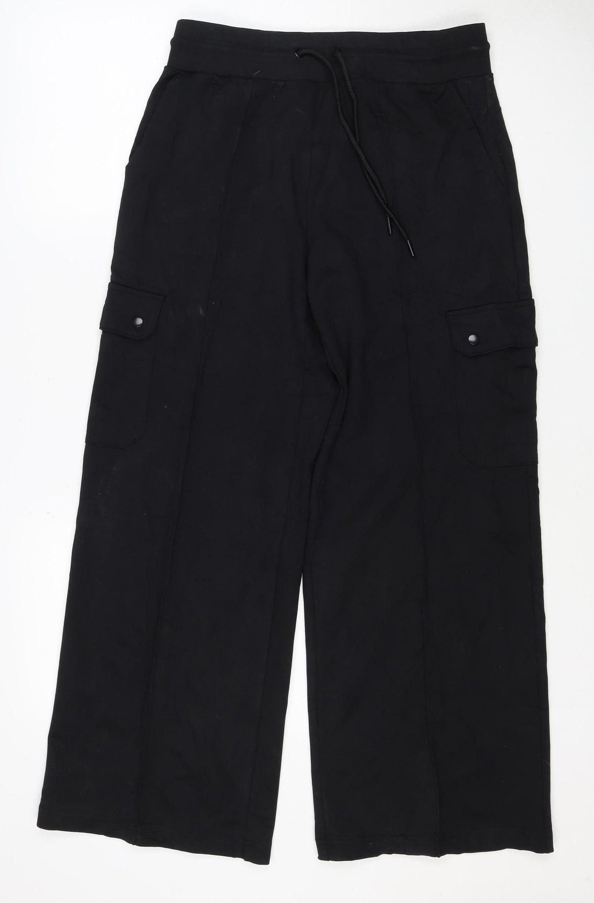 Marks and Spencer Women Black Size 12 Regular Cargo Trousers Drawstring