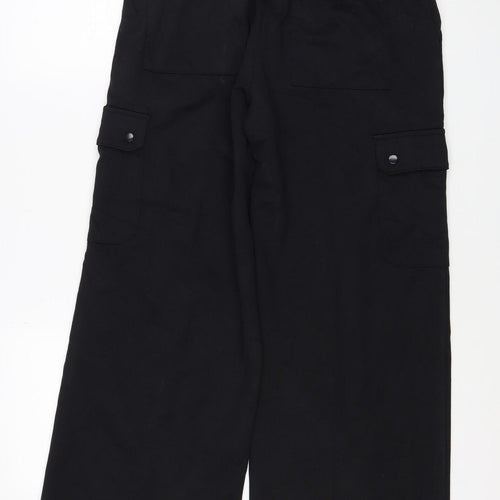 Marks and Spencer Women Black Size 12 Regular Cargo Trousers Drawstring