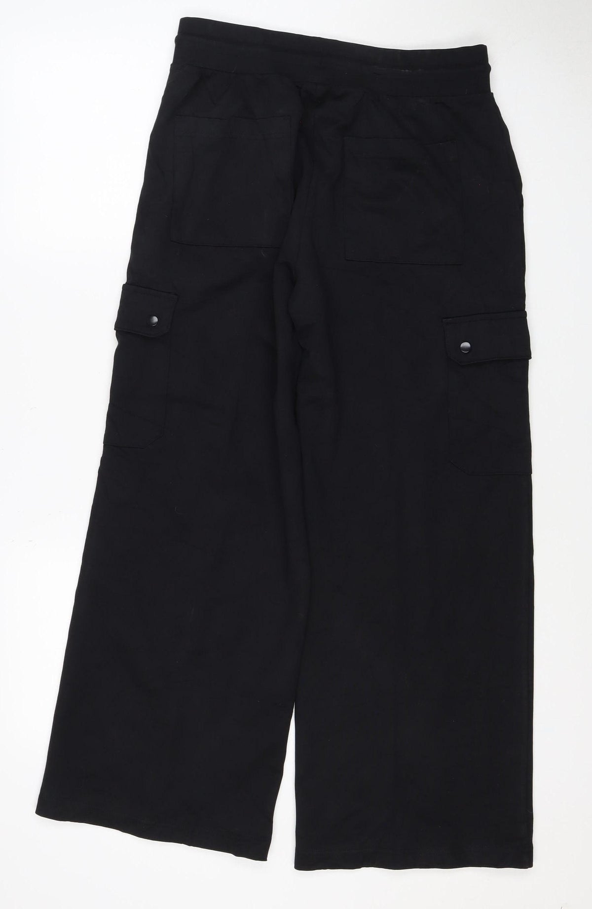 Marks and Spencer Women Black Size 12 Regular Cargo Trousers Drawstring