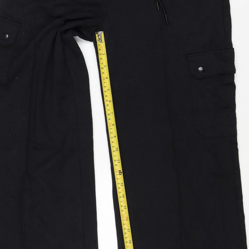 Marks and Spencer Women Black Size 12 Regular Cargo Trousers Drawstring