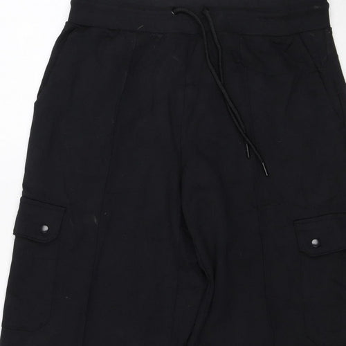 Marks and Spencer Women Black Size 12 Regular Cargo Trousers Drawstring