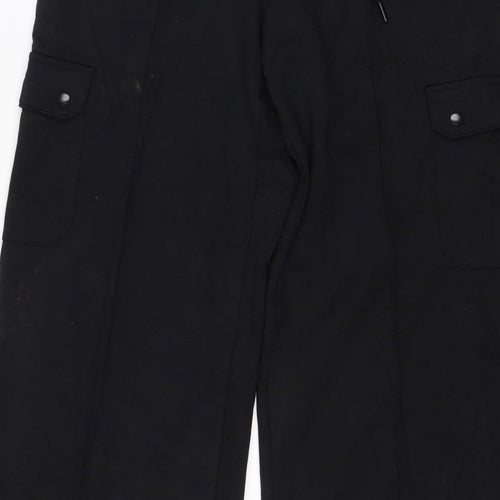 Marks and Spencer Women Black Size 12 Regular Cargo Trousers Drawstring