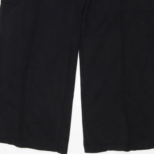 Marks and Spencer Women Black Size 12 Regular Cargo Trousers Drawstring