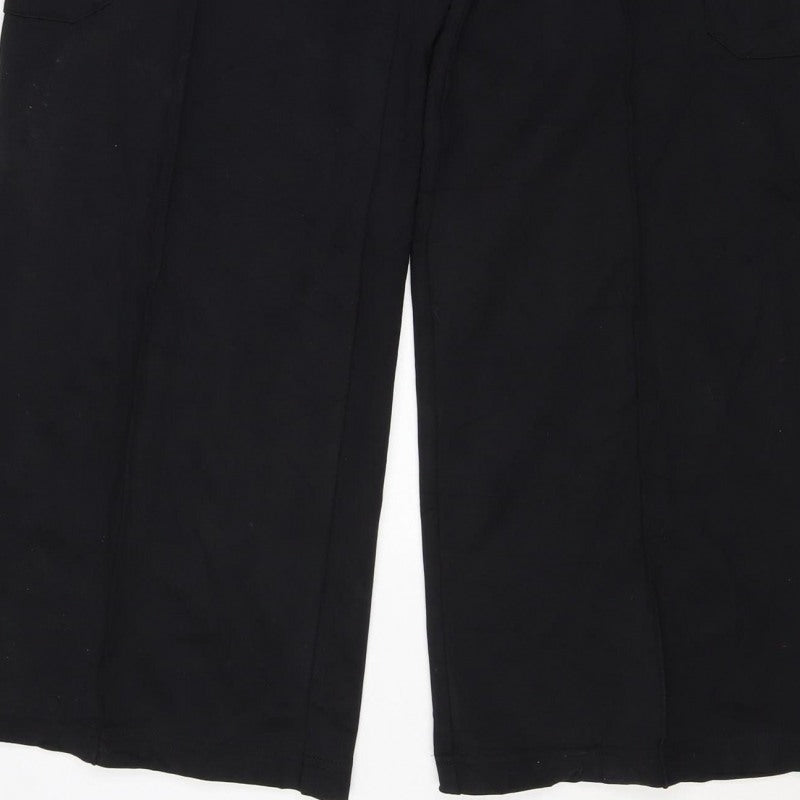 Marks and Spencer Women Black Size 12 Regular Cargo Trousers Drawstring