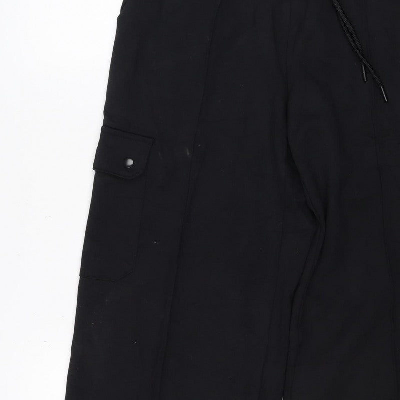Marks and Spencer Women Black Size 12 Regular Cargo Trousers Drawstring