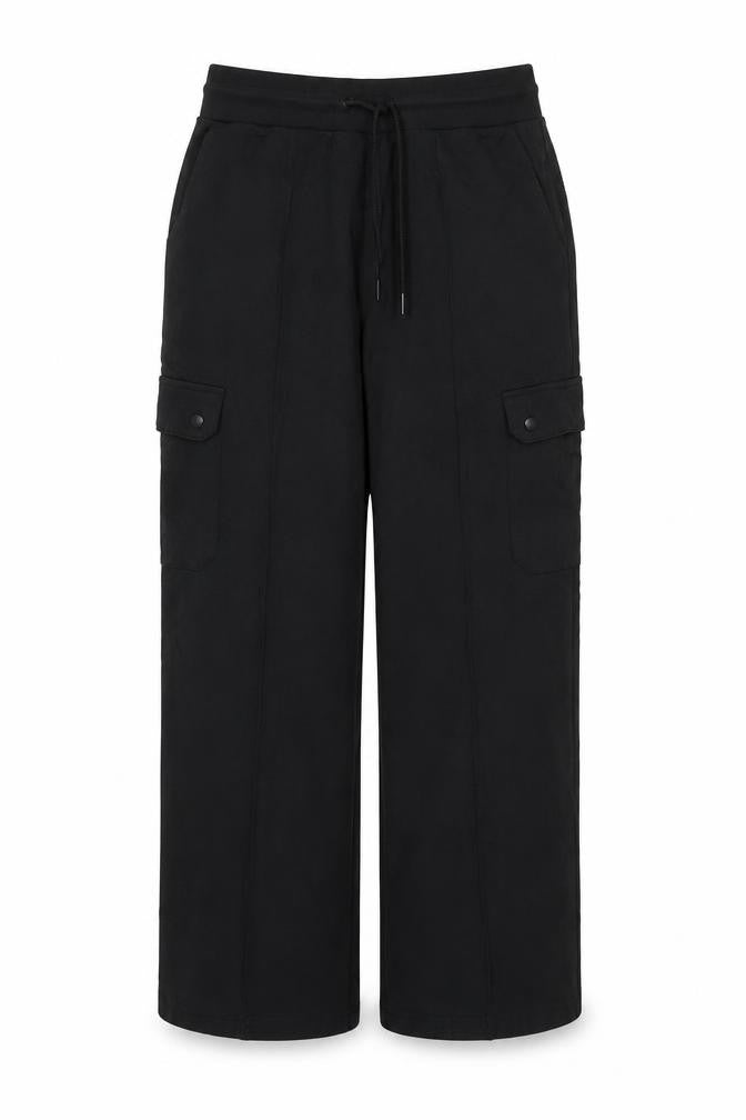 Marks and Spencer Women Black Size 12 Regular Cargo Trousers Drawstring