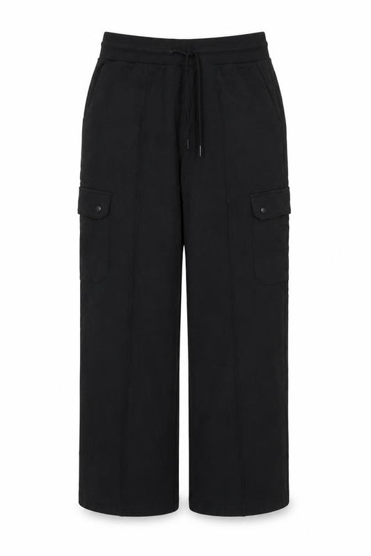 Marks and Spencer Women Black Size 12 Regular Cargo Trousers Drawstring