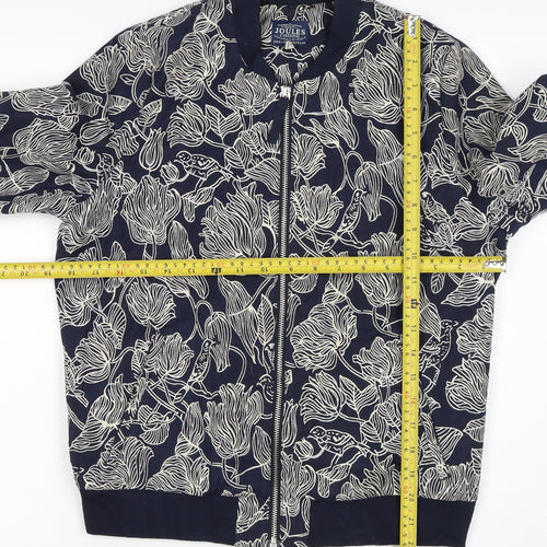 Joules Women Navy Floral Bomber Jacket UK 10 Zip Lined