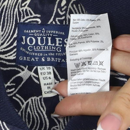 Joules Women Navy Floral Bomber Jacket UK 10 Zip Lined