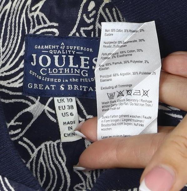 Joules Women Navy Floral Bomber Jacket UK 10 Zip Lined